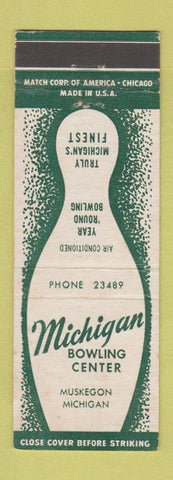Matchbook Cover - Michigan Bowling Center Muskegon MI girlie back