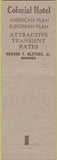Matchbook Cover - Colonial Hotel San Francisco CA