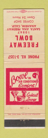 Matchbook Cover - Freeway Bowling Anaheim CA