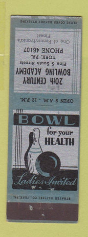 Matchbook Cover - 20th Century Bowling Academy York PA