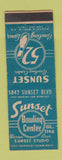 Matchbook Cover - Sunset Bowling Center Warner Bros Los Angeles CA