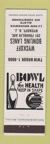 Matchbook Cover - Wyckoff Bowling Lanes Wyckoff NJ Brunswick