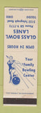 Matchbook Cover - Glass Bowling Lanes Toledo OH