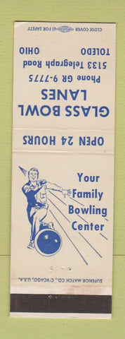 Matchbook Cover - Glass Bowling Lanes Toledo OH