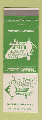 Matchbook Cover - Tony's Ranch Bowling Emerald NE