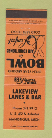 Matchbook Cover - Lakeview Lanes Bowling Manistique MI