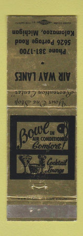 Matchbook Cover - Air Way Lanes Bowling Kalamazoo MI