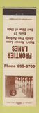 Matchbook Cover - Frontier Lanes Bowling Elgin IL