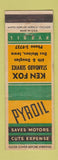 Matchbook Cover - Ken Fox Standard oil gas Des Moines IA Pyroil