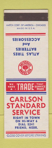 Matchbook Cover - Carlson Standard oil gas Red Crown Friend NE