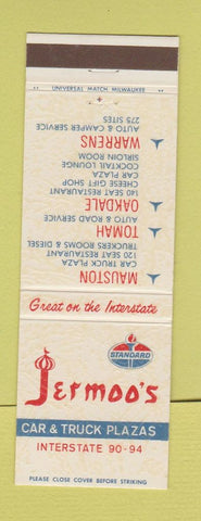 Matchbook Cover - Jermoo's Standard oil gas Warren Mauston Tomah Oakdale WI