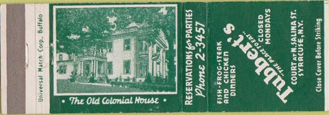 Matchbook Cover - Tubbert's Syracuse NY