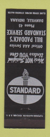Matchbook Cover - Bill Paddack's Standard oil gas Danville IN low phone #
