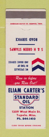 Matchbook Cover - Eliam Carter's Standard oil gas Tupelo MS