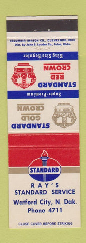 Matchbook Cover - Ray's Standard oil gas Watford City ND