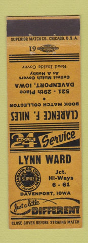 Matchbook Cover - Lynn Ward Standard oil gas Davenport IA