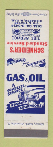 Matchbook Cover - Schneider's Standard oil gas Bismarck ND