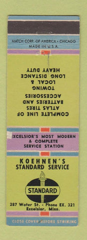 Matchbook Cover - Koehnen's Standard oil gas Excelsior MN WEAR