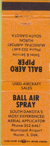 Matchbook Cover - Bell Air Spray piper planes Huron SD crop dusting