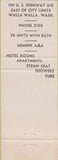 Matchbook Cover - Walla Walla Lodge WA