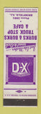 Matchbook Cover - Burks & Burks Truck Stop DX oil gas Brimfield IL WEAR