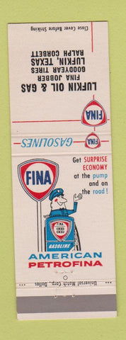 Matchbook Cover - Fina oil gas Lufkin TX Ralph Corbett