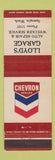 Matchbook Cover - Chevron oil gas Lloyd's Garage Spangle WA low phone #