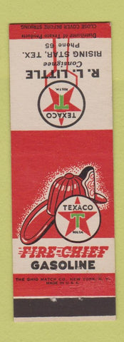Matchbook Cover - Texaco oil gas RL Little Rising Star TX low phone #