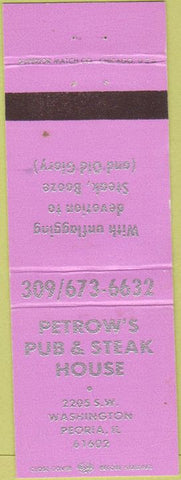 Matchbook Cover - Petrow's Pub Steak Peoria IL