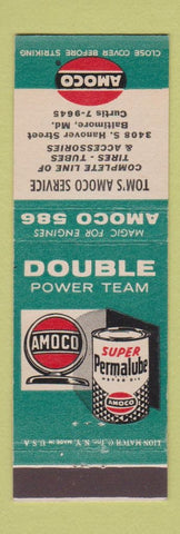 Matchbook Cover - Amoco oil gas Tom's Baltimore MD