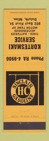 Matchbook Cover - Kortesmaki Sinclair oil gas Duluth MN