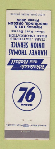 Matchbook Cover - Harvey Thomas Union 76 oil gas Brookings OR