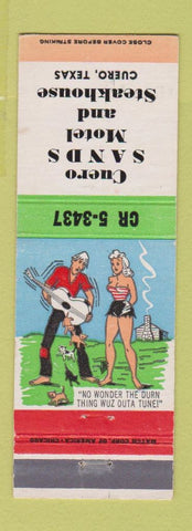 Matchbook Cover - Cuero Sands Motel Steak Cuero TX Hillbilly