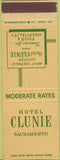 Matchbook Cover - Hotel Clunie Sacramento CA