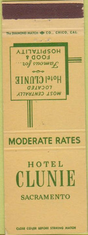 Matchbook Cover - Hotel Clunie Sacramento CA