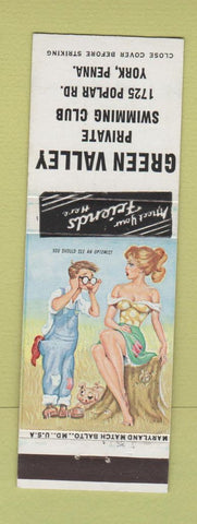 Matchbook Cover - Green Valley Swimming Club York PA Hillbilly