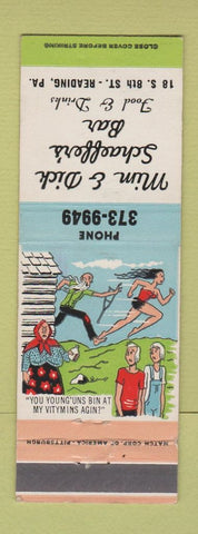 Matchbook Cover - Mim & Dick Schaeffer's Bar Reading PA Hillbilly
