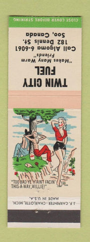 Matchbook Cover - Twin City Fuel Sault Ste Marie ON Hillbilly