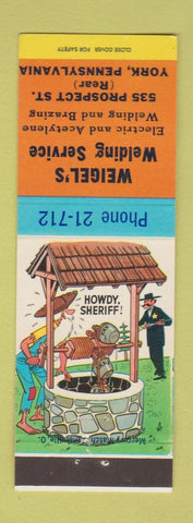 Matchbook Cover - Weigel's Welding York PA  Hillbilly