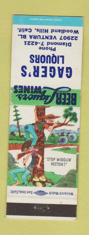 Matchbook Cover - Gager's Liquors Woodland Hills CA Hillbilly