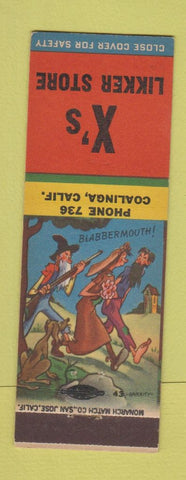 Matchbook Cover - X's Liquor Store Coalinga CA low phone # Hillbilly