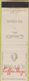 Matchbook Cover - Wagar's Coffee Shop Ice Cream Albany NY