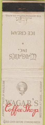 Matchbook Cover - Wagar's Coffee Shop Ice Cream Albany NY