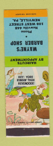 Matchbook Cover - Wayne's Barber Shop Newville PA Hillbilly