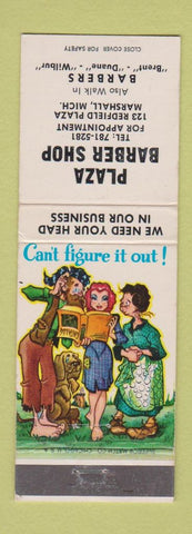 Matchbook Cover - Plaza Barber Marshall MI Hillbilly