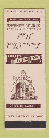Matchbook Cover - Lewis Clark Hotel Centralia WA