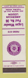 Matchbook Cover - American Legion Logan Wheeler Yakima WA
