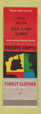 Matchbook Cover - Timely Men's Clothes Jerry's Prosser WA