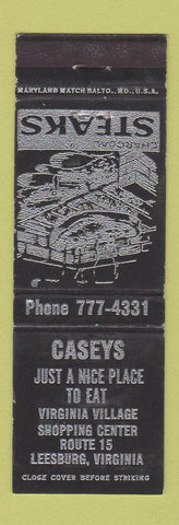 Matchbook Cover - Casey's Restaurant Leesburg VA BLACK