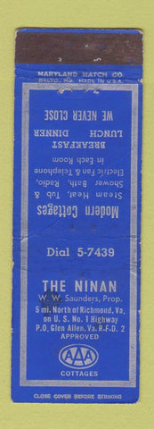 Matchbook Cover - The Ninan Motel Glen Allen VA WEAR